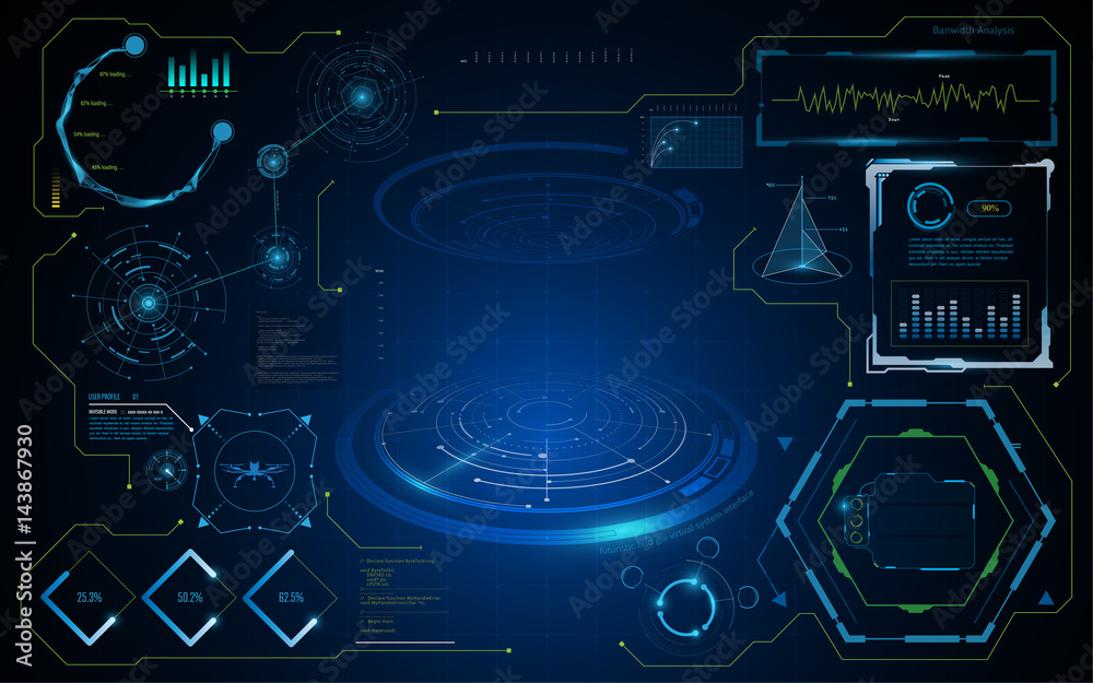 Hud Def Gui hud gui interface virtual artificial intelligence template Stock ...