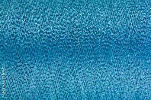 Fotografía Closed up of blue color thread texture background