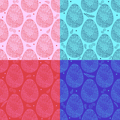 Poster - Vector colorful seamless pattern of easter ornate eggs with two-colored background