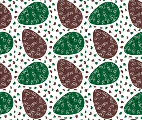 Poster - vector seamless pattern ofgreen and brown  easter eggs with hearts