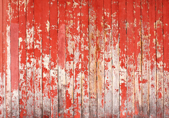 Wall Mural - Ancient wood with cracked paint of red color