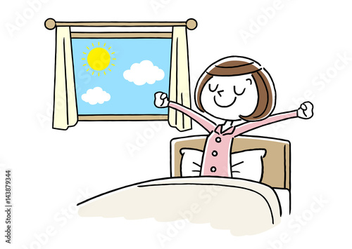 朝を気持ちよく起きる若い女性 Stock Vector Adobe Stock 朝を気持ちよく起きる若い女性 Stock Vector Adobe Stock