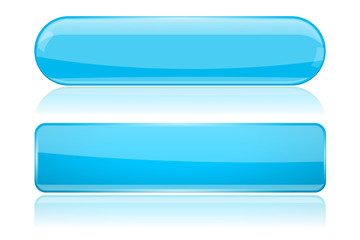 Blue glass buttons. Oval and rectangle web menu elements