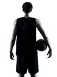 one caucasian basketball player man isolated in silhouette shadow on white background