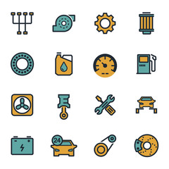 Sticker - Vector flat car servise icons set