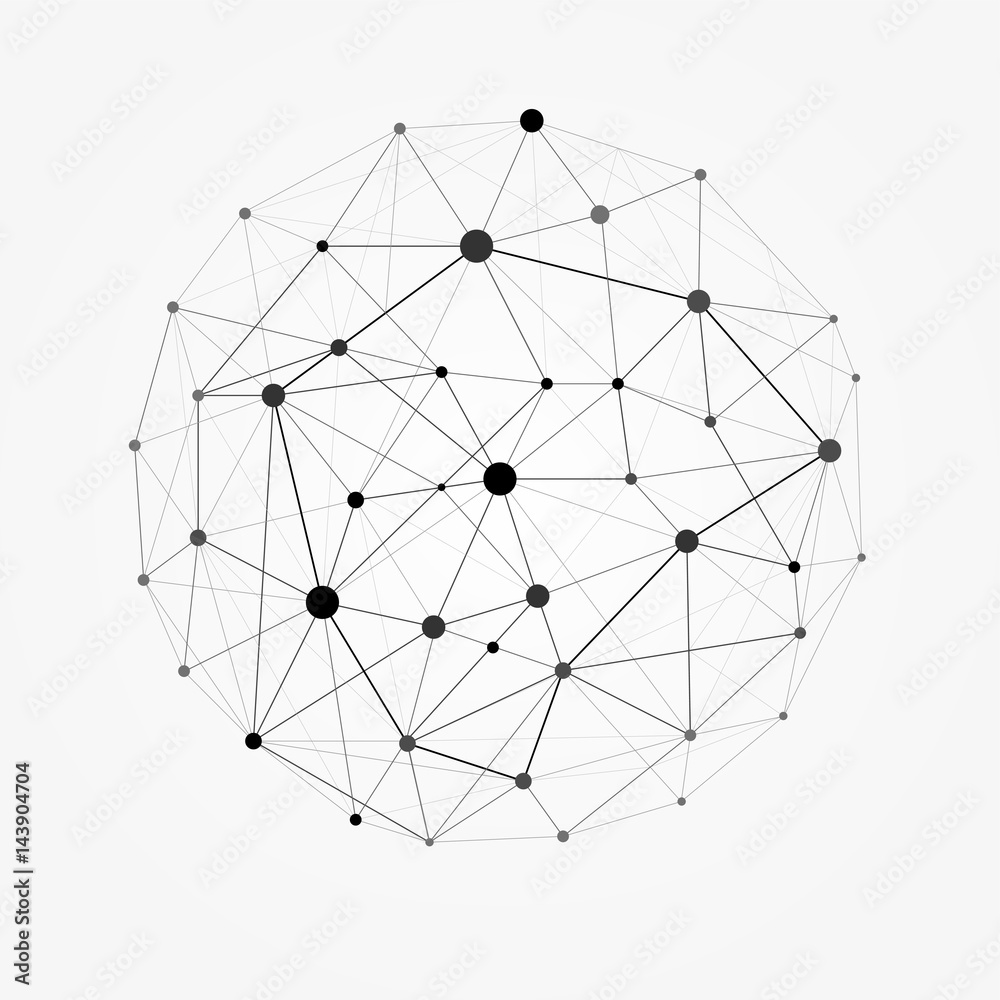 Wireframe 3D mesh polygonal vector sphere. Network line, design sphere ...