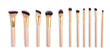 Cosmetics, beauty, make-up brushes set in row