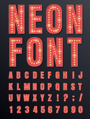 Poster - neon, vector font.