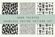 Hand Drawn Seamless Vector Pattern Set.Fresh and Imperfect Brushstrokes.Hand painted Ink textures