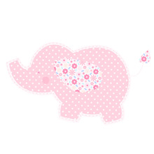 Patchwork Cute Elephant Isolated Vector Illustration.