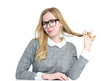 © afxhome - Bright portrait of young female student with glasses isolated on white background
