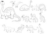 Fototapeta Dinusie - Animal outline for different types of dinosaurs