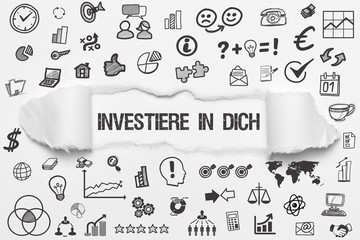 Canvas Print - Investiere in Dich / weißes Papier mit Symbole