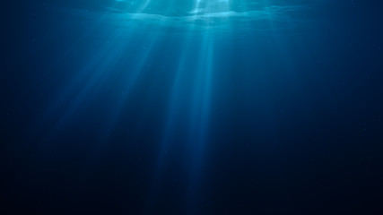 3d rendered illustration of sun light rays under water.