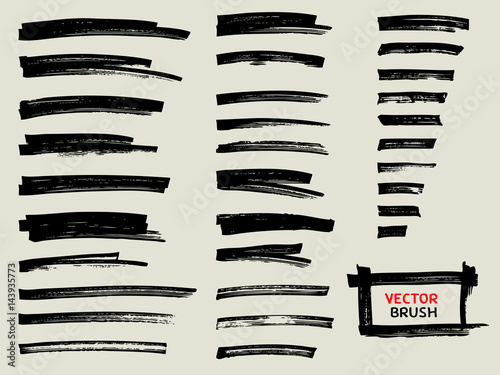 Fotografía black marker brush stroke set