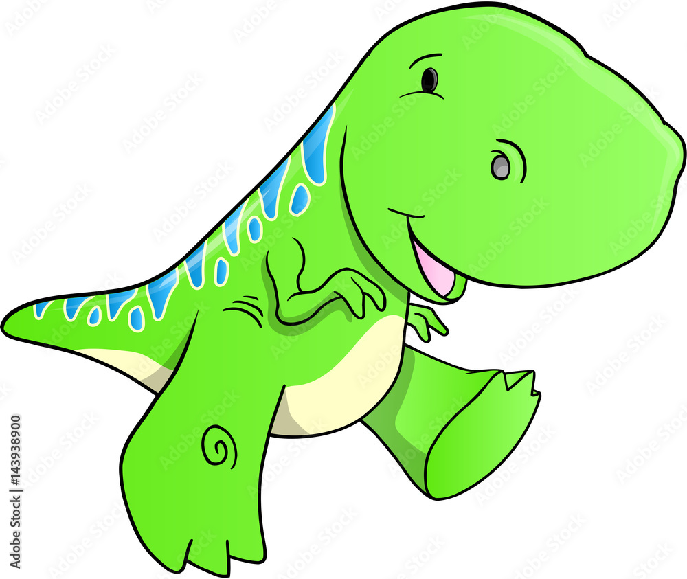 Cute Green dinosaur Vector Illustration Art Stock Vector | Adobe Stock