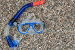 Diving mask with snorkel on beach
