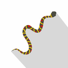Gray Snake With Yellow Stripes And Red Spots Icon