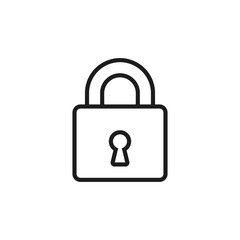 Fototapete - lock line icon, outline vector illustration, line symbol isolated on white.