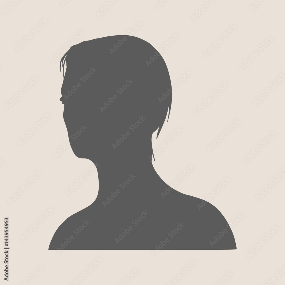 Face half turn view. Elegant silhouette of a female head. Vector ...