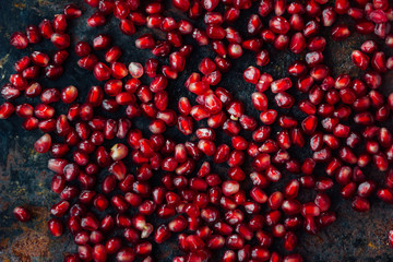 Wall Mural - Top view of pomegranate seeds