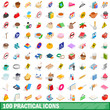 © ylivdesign - 100 practical icons set, isometric 3d style
