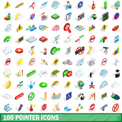 Poster - 100 pointer icons set, isometric 3d style