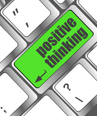 Poster - positive thinking button on keyboard - social concept