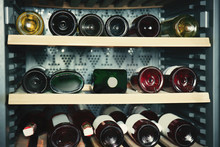 Wine Bottles Cooling In Refrigerator