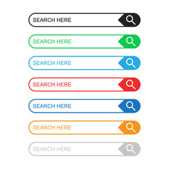 Poster - Search bar field. Set vector interface elements with search button. Flat vector illustration on white background.