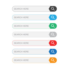 Poster - Search bar field. Set vector interface elements with search button. Flat vector illustration on white background.