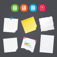 Poster - document icons. xls, pdf file signs.