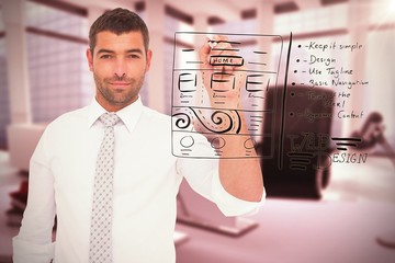 Poster - Composite image of confident male executive writing with marker