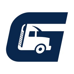 Wall Mural - letter G and truck logo vector.