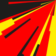 Comic book radial lines background. Red, yellow, black rays from the coner of square. Manga speed explosion frame.