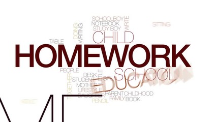 Sticker - Homework animated word cloud, text design animation. Kinetic typography.