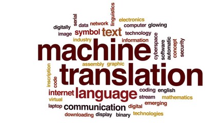 Sticker - Machine translation animated word cloud, text design animation.