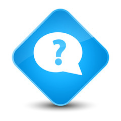 Wall Mural - Question mark bubble icon elegant cyan blue diamond button