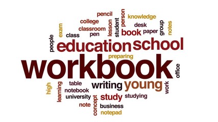 Canvas Print - Workbook animated word cloud, text design animation.