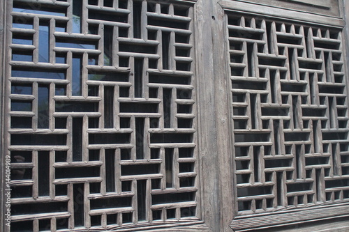 China Chinese Window Windows Traditional Carved Carving Carve Wood Wooden Brown Design Designs Geometric Geo Shanghai Jiangsu Suzhou Water Town Watertown Asia Asian Stock Photo Adobe Stock