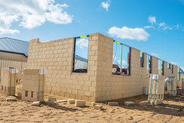 Wall Mural - New brick house construction