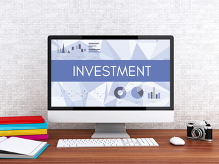 Poster - 3d Computer with word INVESTMENT.