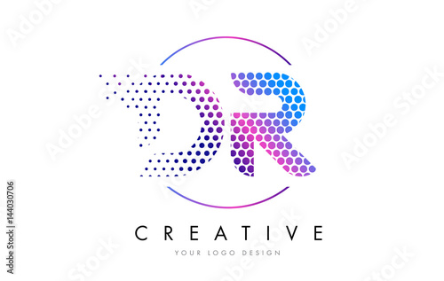 Fotografía DR D R Pink Magenta Dotted Bubble Letter Logo Design Vector
