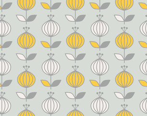 Fototapete - seamless retro pattern with stylized flowers