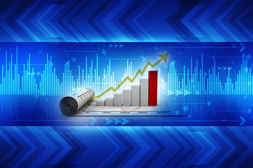 Poster - 3d rendering Stock market online business concept. business Graph 