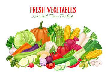 Wall Mural - Colorful organic banner with vegetables.