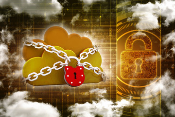 Poster - 3d rendering Cloud computing, security
