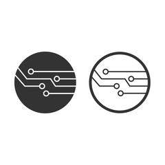 Canvas Print - circuit board icons in flat style, scheme circles. set circuit board icons