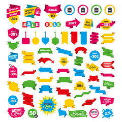 Poster - Sale bag tag icons. Discount symbols.