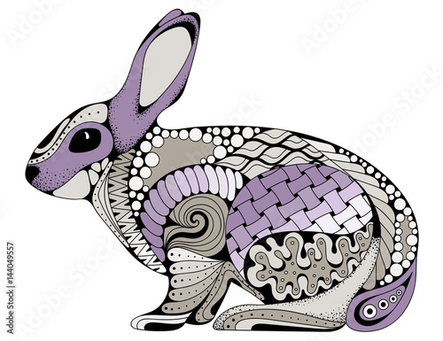 Download Rabbit Bunny Coloring Book For Adults Vector Illustration Anti Stress Coloring For Adult Tattoo Stencil Zentangle Style Black And White Lines Lace Pattern Stock Vector Adobe Stock